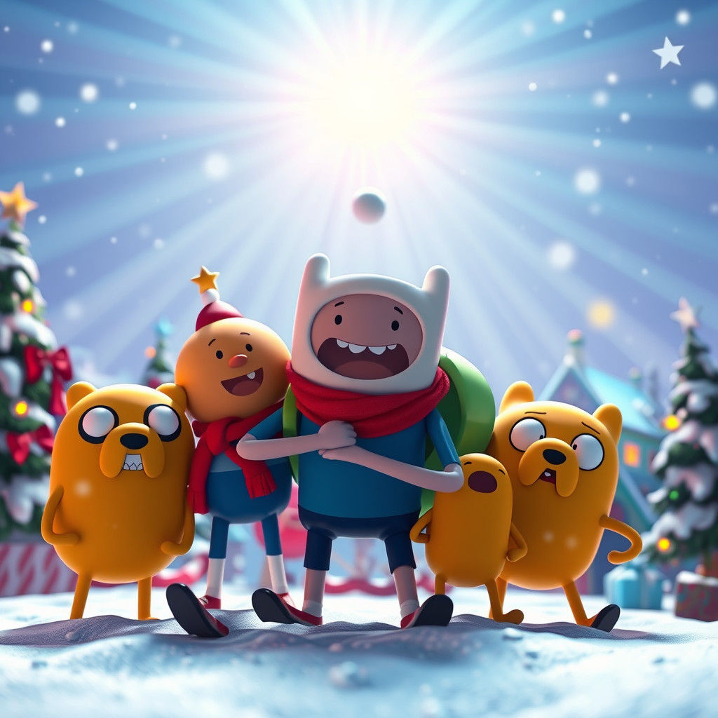Adventure Time Christmas in Detailed 3D Digital Art