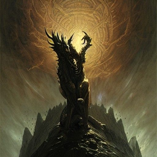 Celestial Dragon in Gothic Horror Style