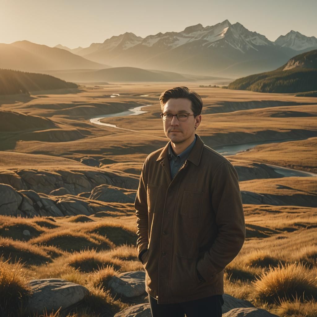 Pierre Poilievre Standing Heroically Before a Majestic Canad...