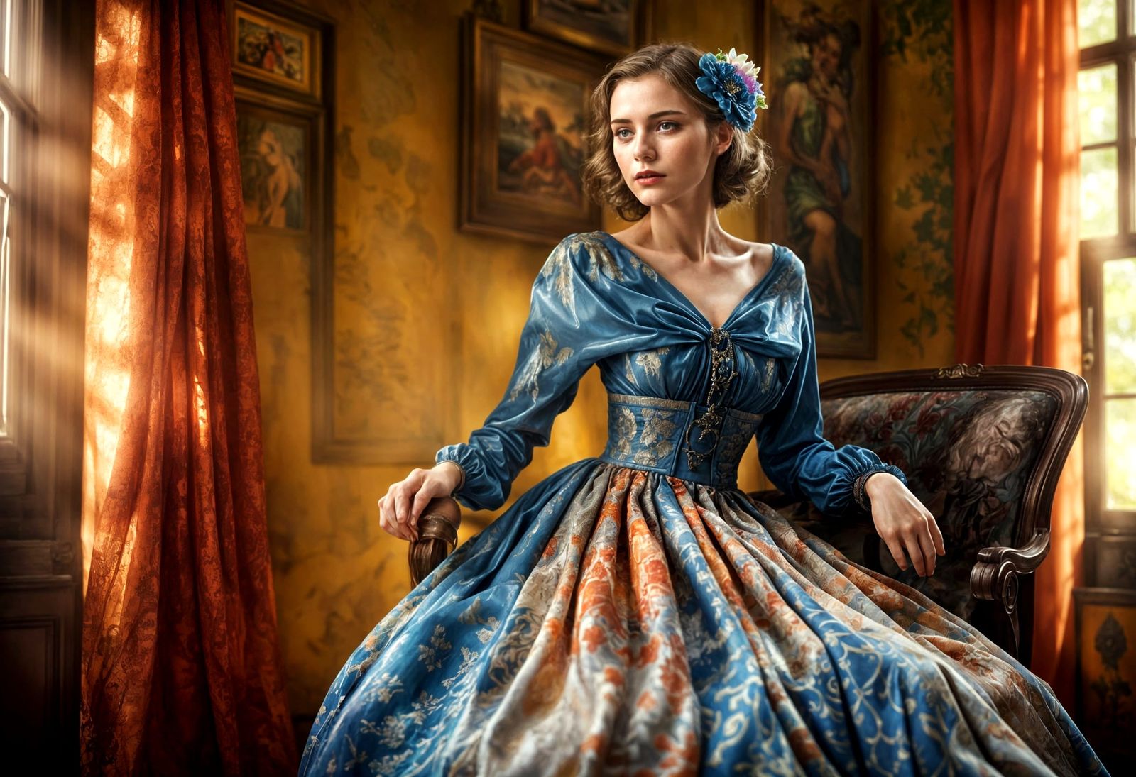 Joyful Figure in Technicolor Rags: Photorealistic Portrait