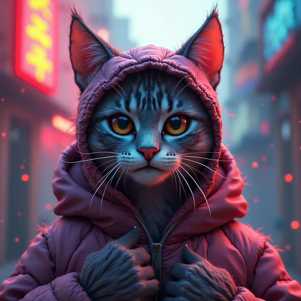 Hip Hop Cat in Detailed Matte Painting