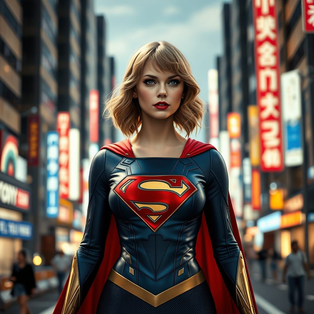 Supergirl in the heart of Tokyo.