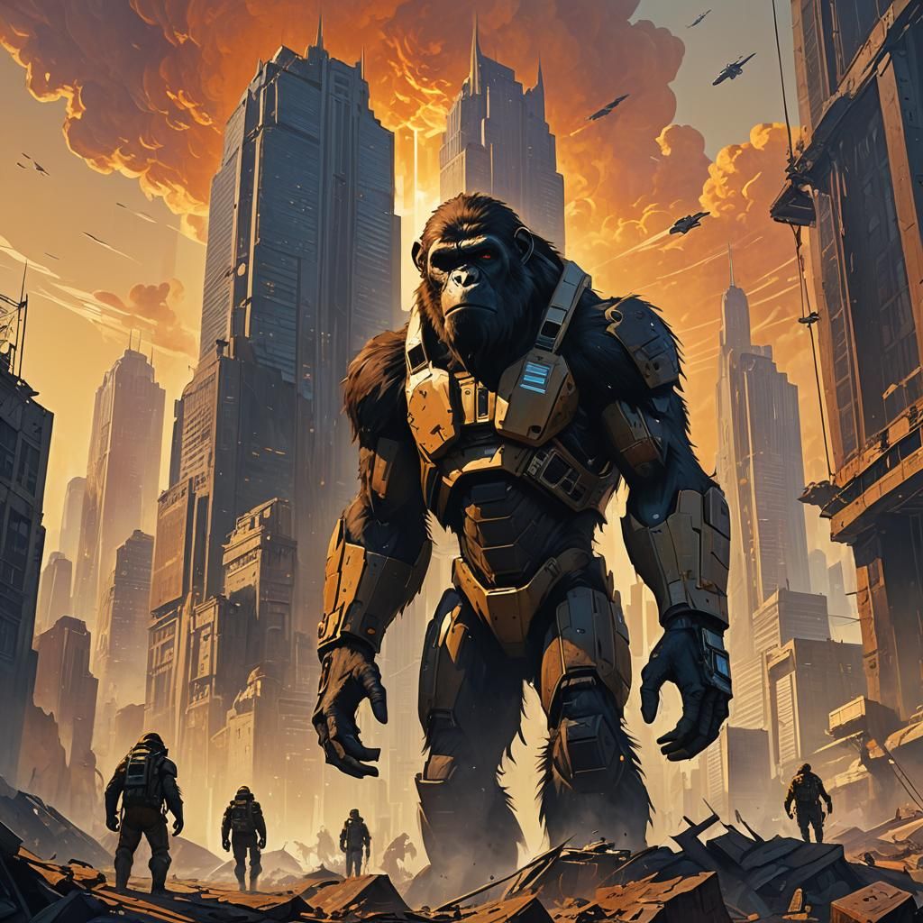 Apes Rule Desolate Earth in Sci-Fi Concept Art