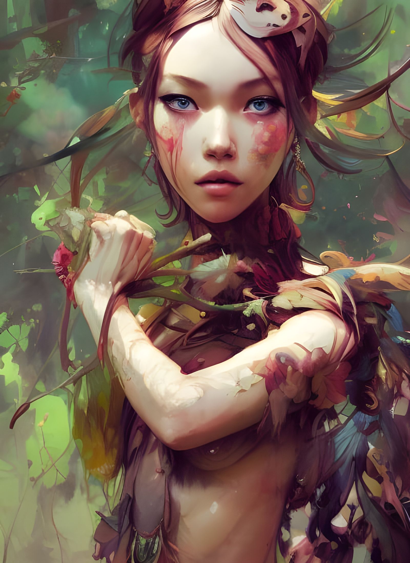 Beautiful Forest Princess Portrait in Digital Art Style
