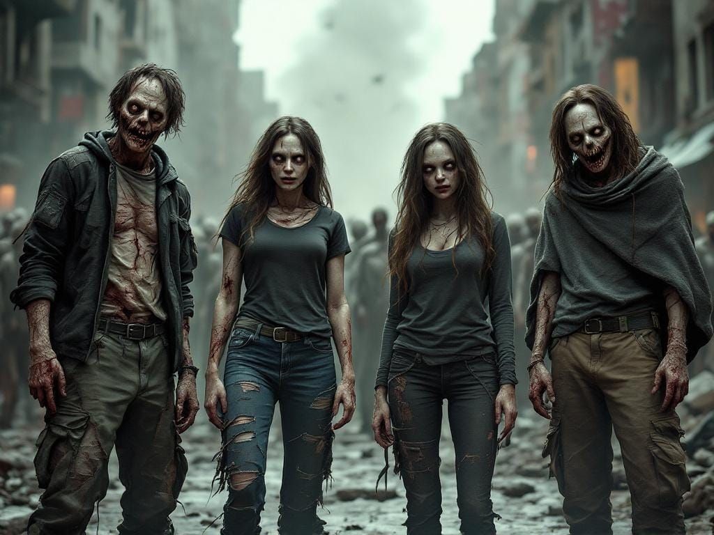 Zombie Double Date in a Destroyed City