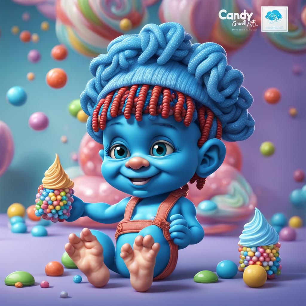 Twin Baby Smurfs in Candy Art Style