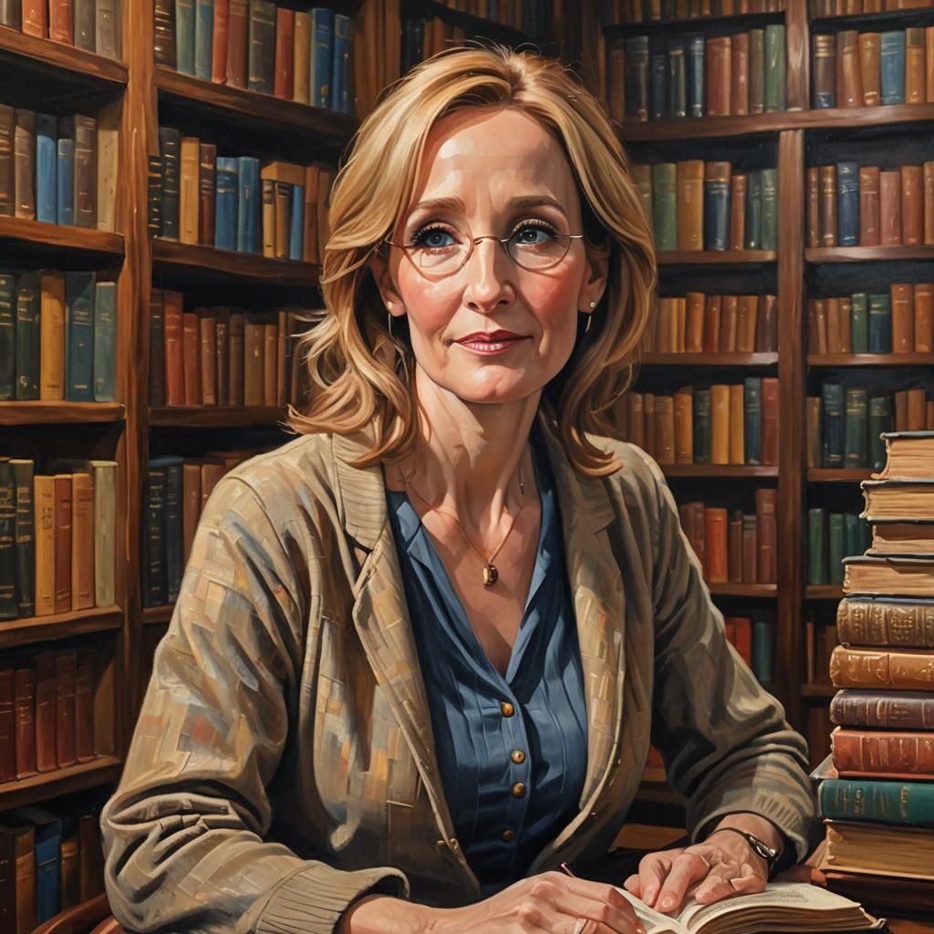 J. K. Rowling, potrait, colored, high detail
