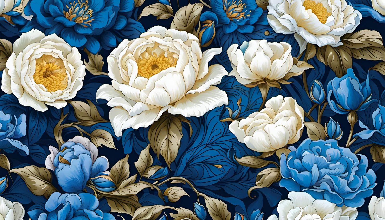 Cascading Blue Garden Roses in Liquid Glass