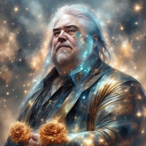 Glittering Portrait of an Old Man in Art Nouveau Style