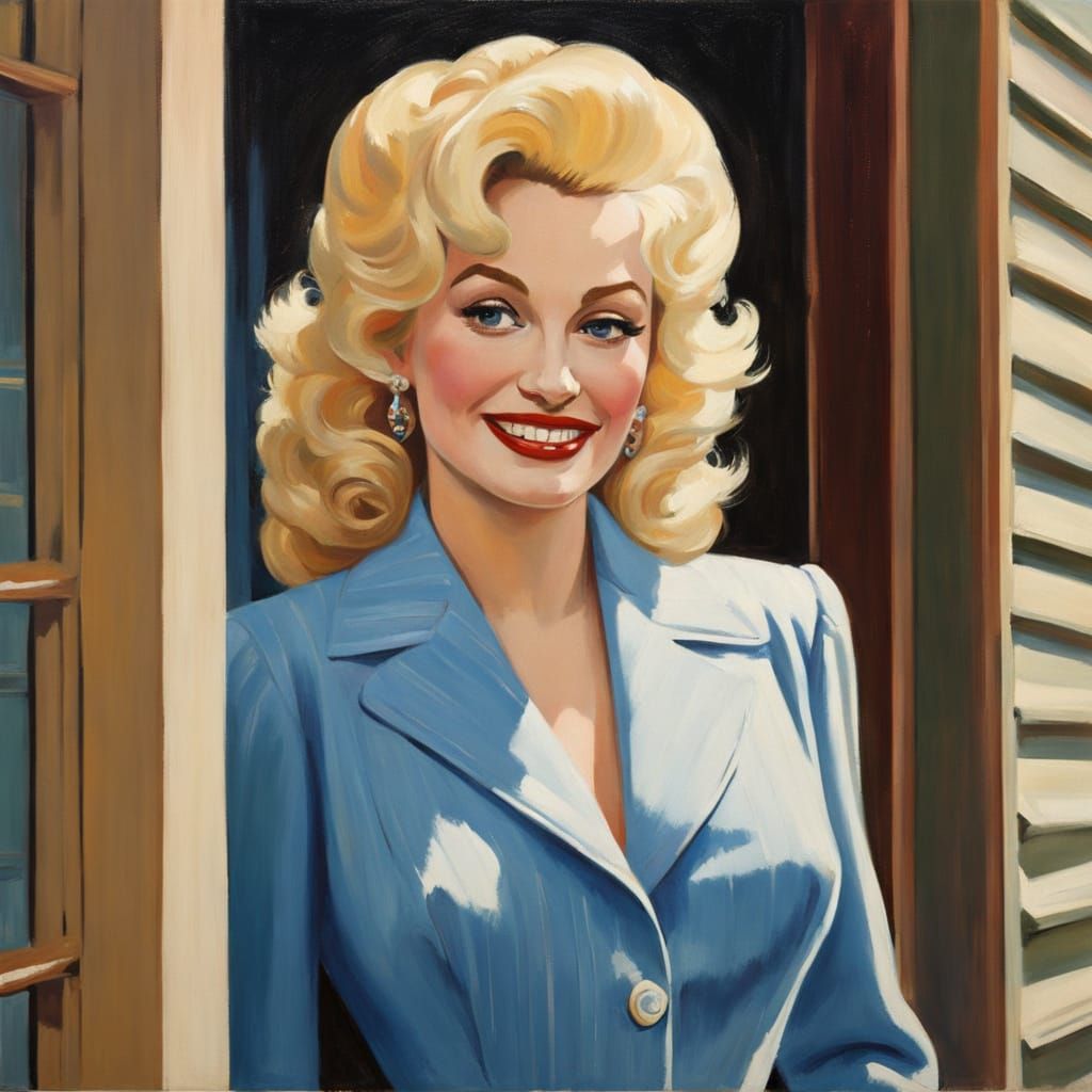 Dolly Parton Portrait in Hopper Style