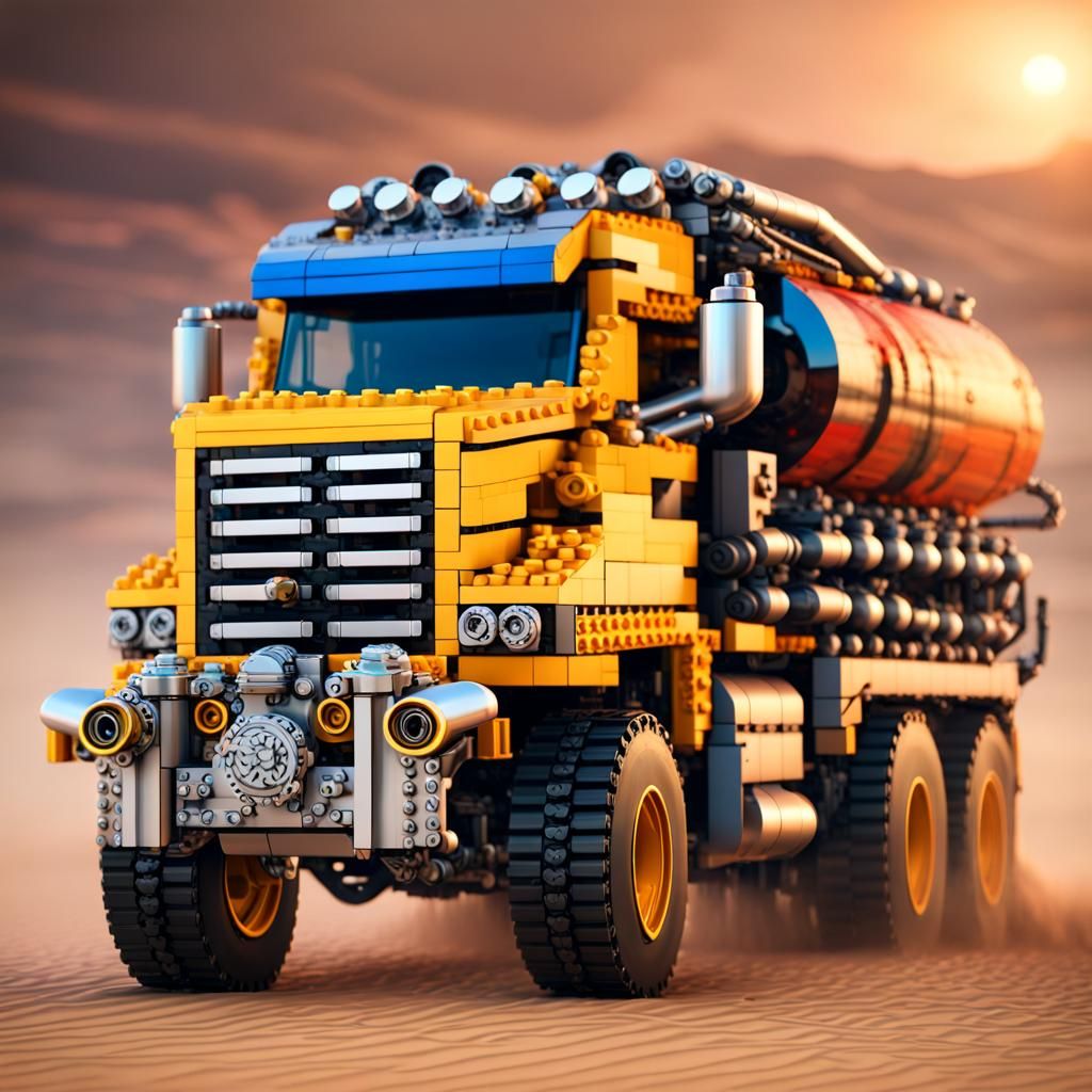 Lego Mad Max Super Tanker Truck: Hyperrealistic Sci-Fi