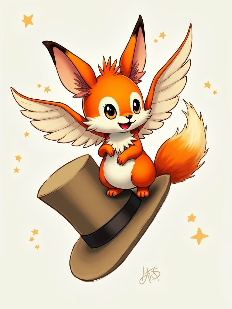 Nimbat in Flight: A Hand-Drawn Whimsical Illustration