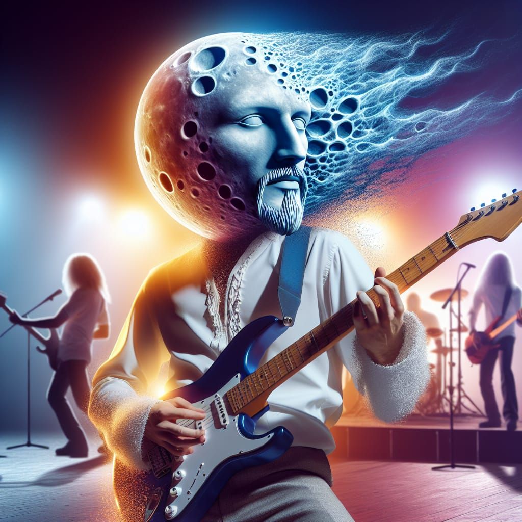 Heavy Metal Musician with Swiss Cheese Moon Face