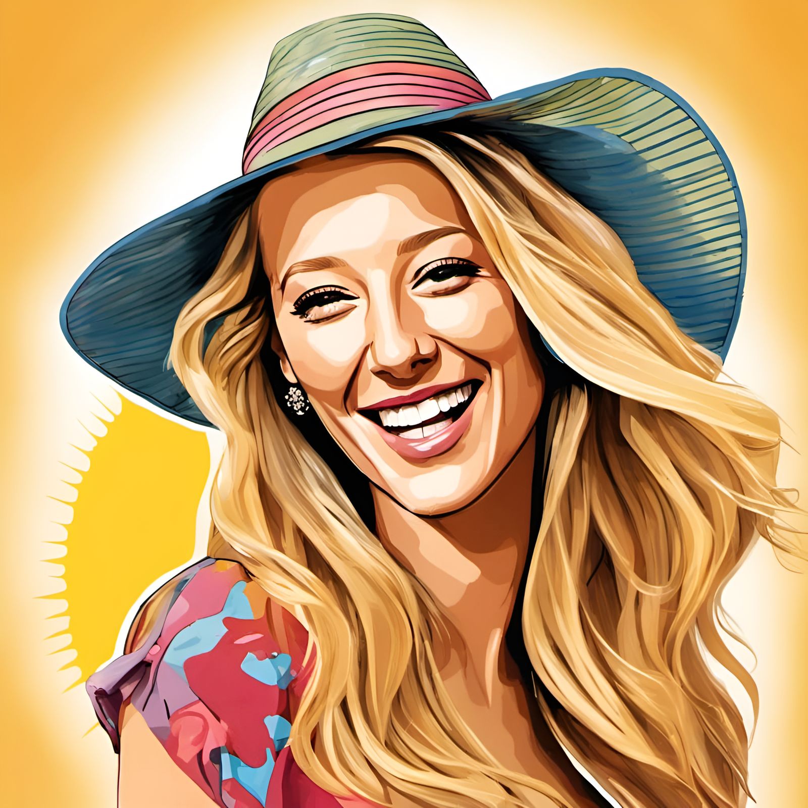 Colorful Cartoon Caricature of Blake Lively