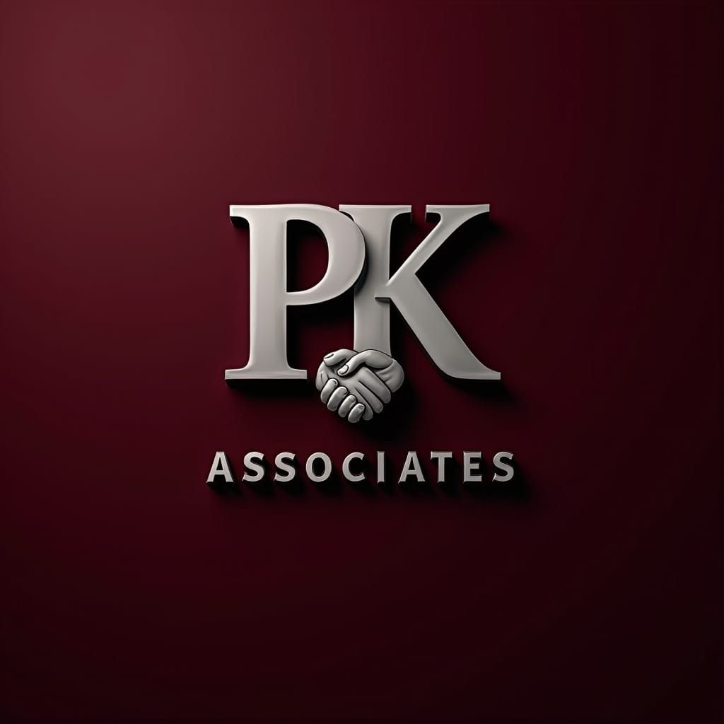 Elegant Initials PK in Trust Symbol against Rich Maroon Back...