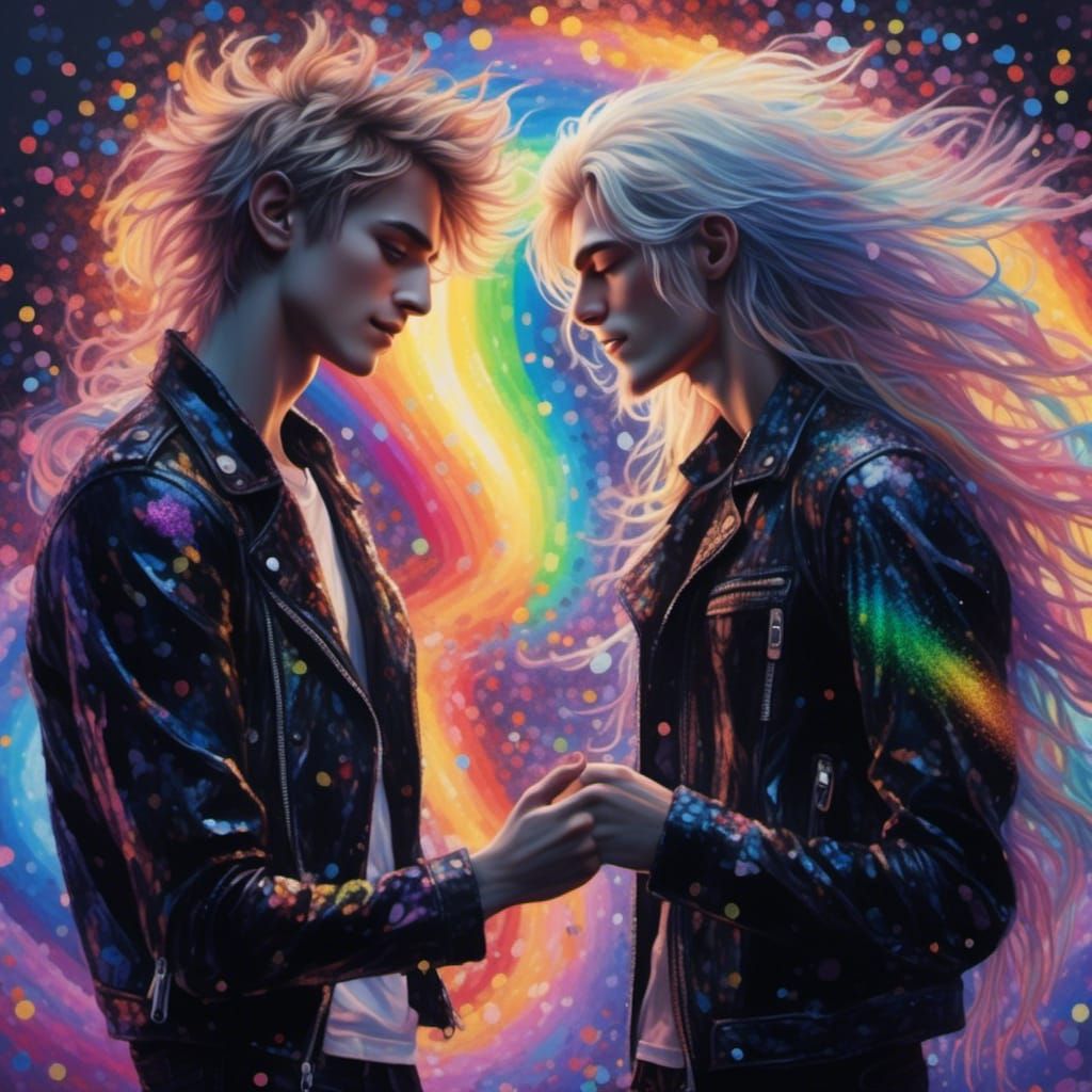 Rainbow Glitter Men in Hyperreal Style