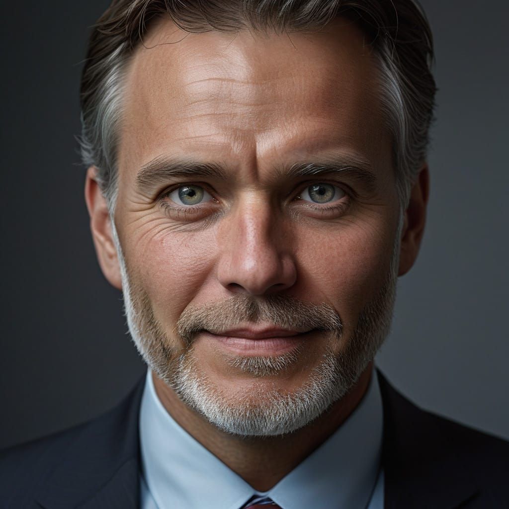 Confident Businessman Exuding Strength and Charisma