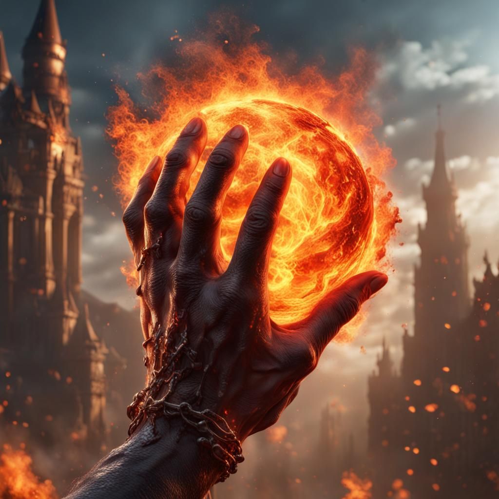 Man Holding Fireball: Fantasy Concept Art