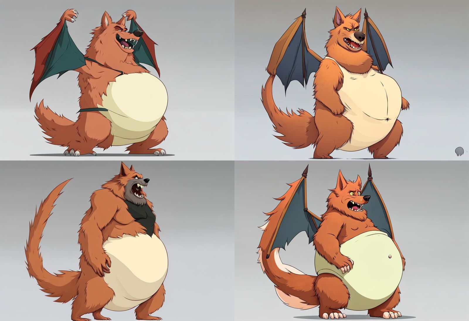 Furry Werewolf with Big Belly Illustration