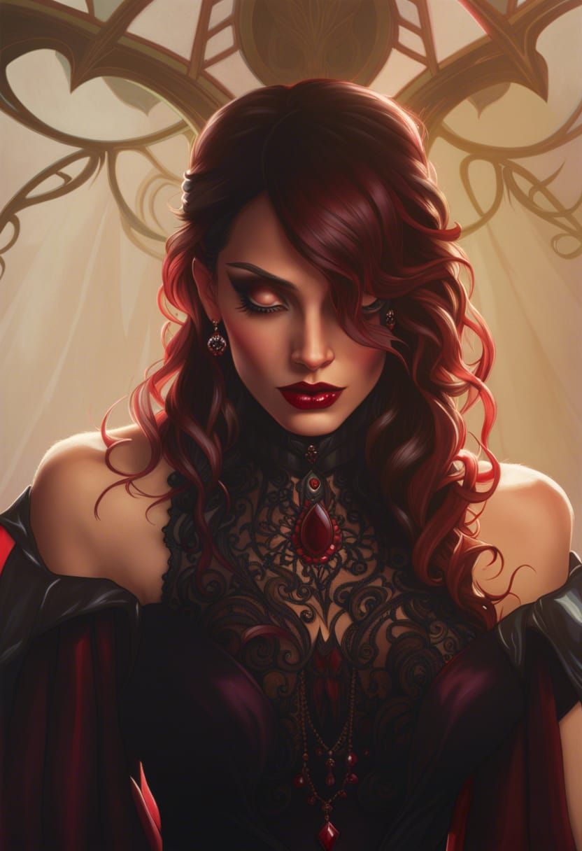 Vampire Woman Portrait in Hyperrealistic Style
