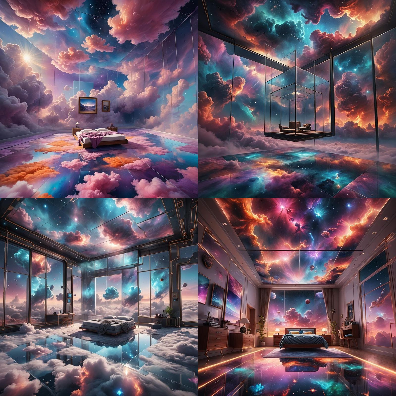Cloud Bedroom Floating in Space Nebulae