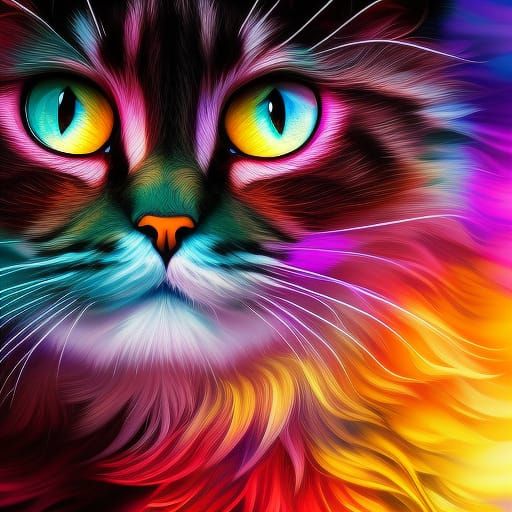 Colorful Cheshire Cat Illustration with Bubbles