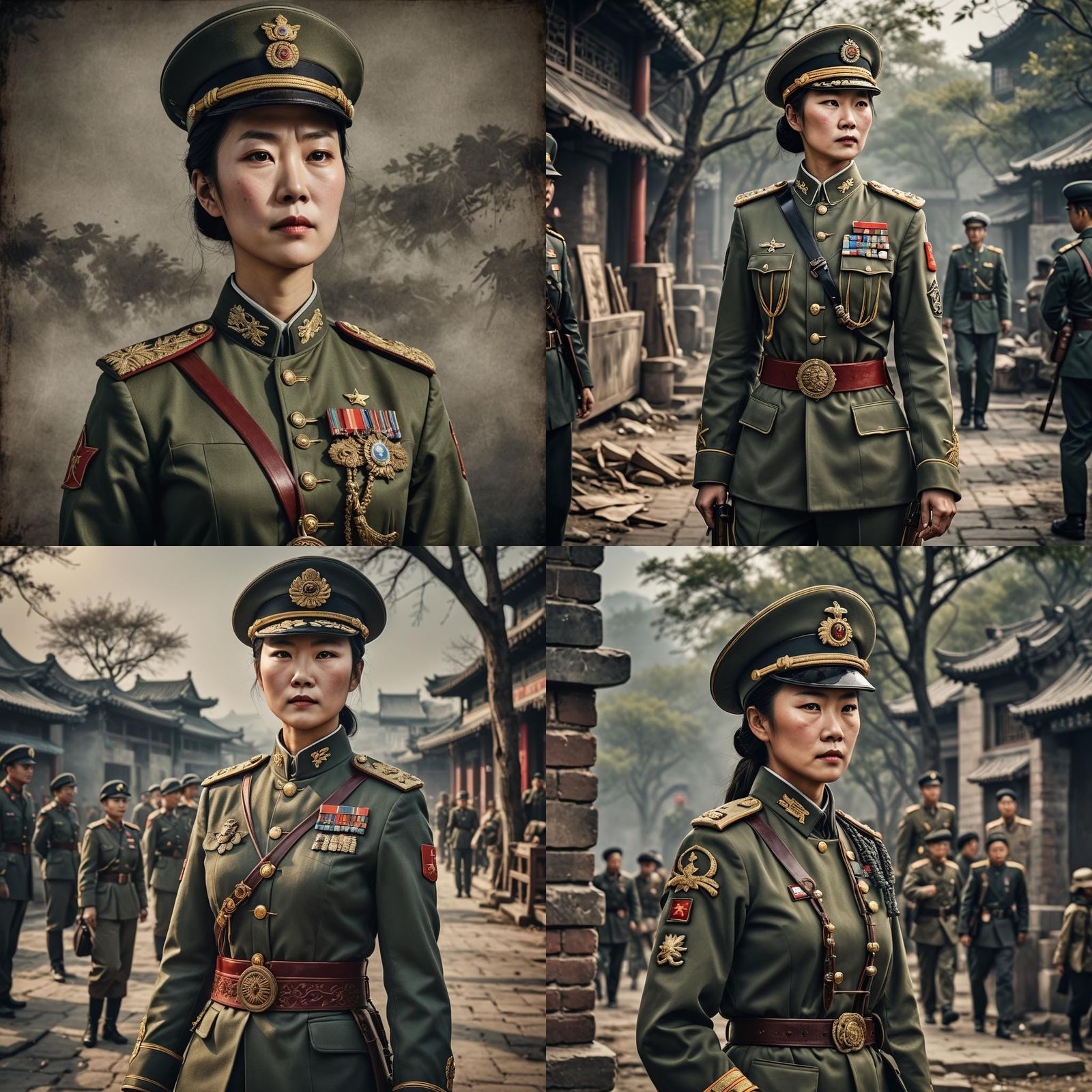 Hyperrealistic Chinese Female General Portrait