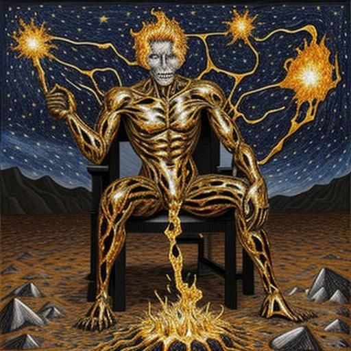 Molten Iron Starry Night Abstract Expressionism