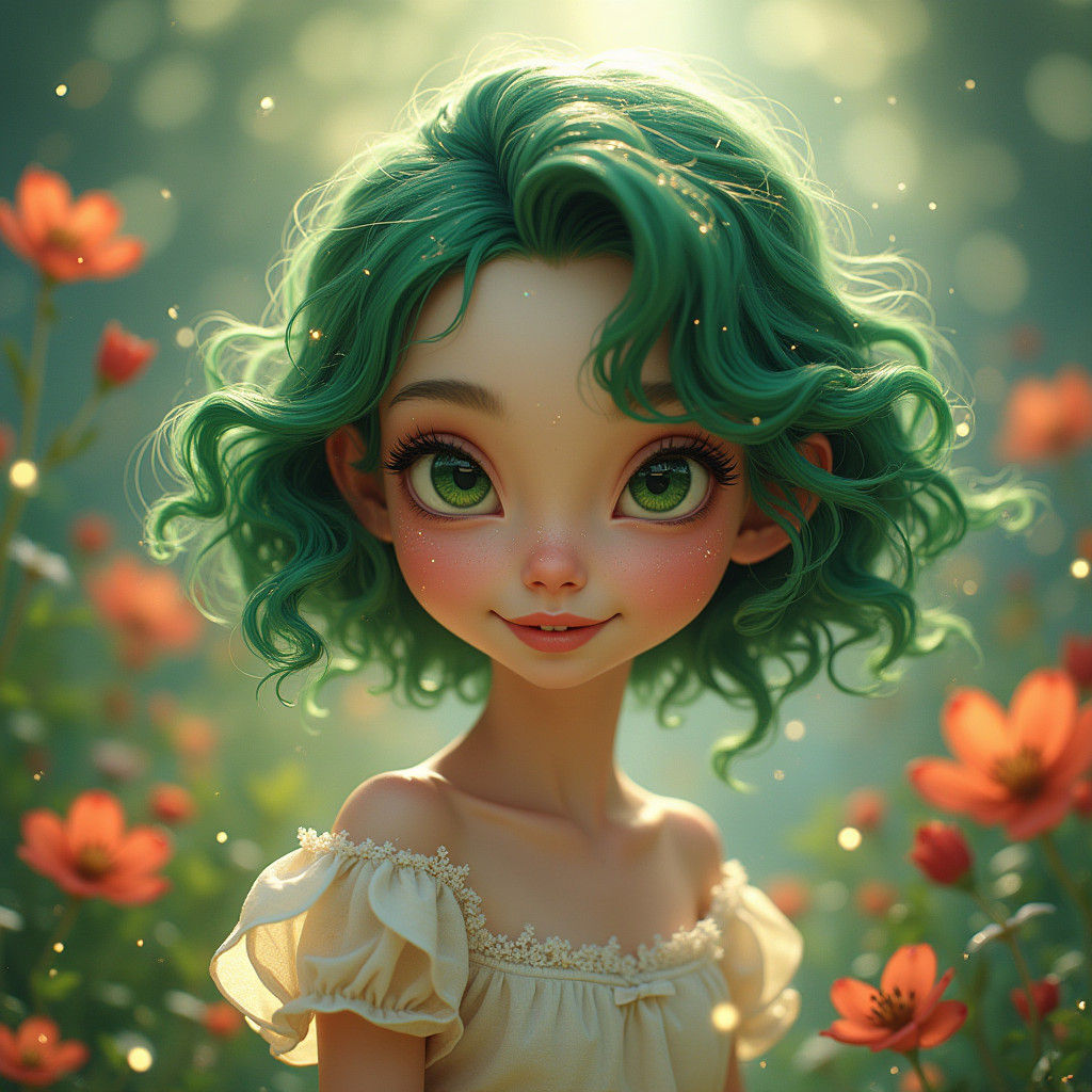 Girl with Vitiligo Dancing in Whimsical Garden