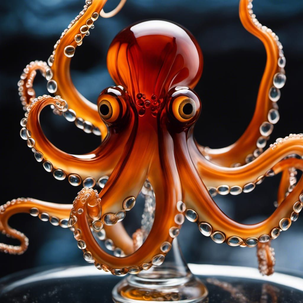 Transparent Glass Octopus Sculpture in Art Gallery