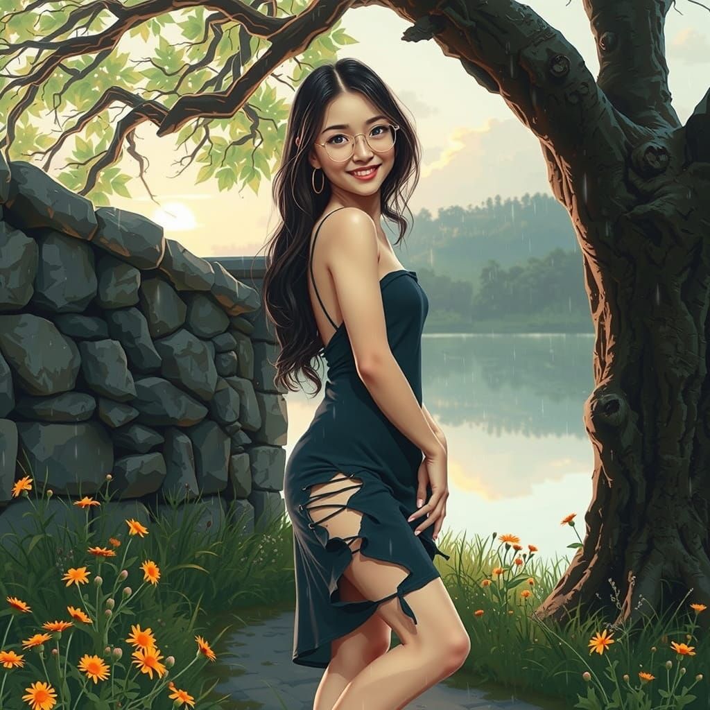 Lady of the Lake in Japanese Street Art Style