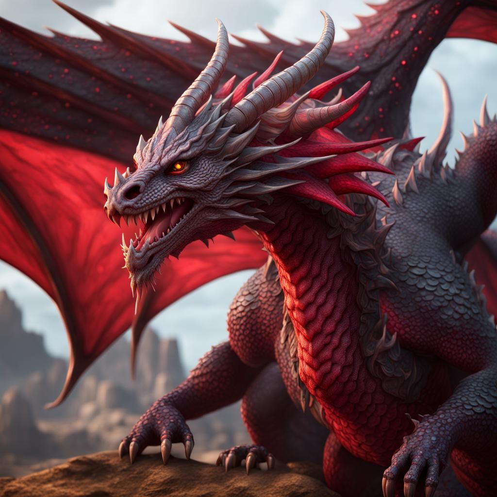 Ruby Scaled Dragon: Fierce Beauty in Fantasy Art