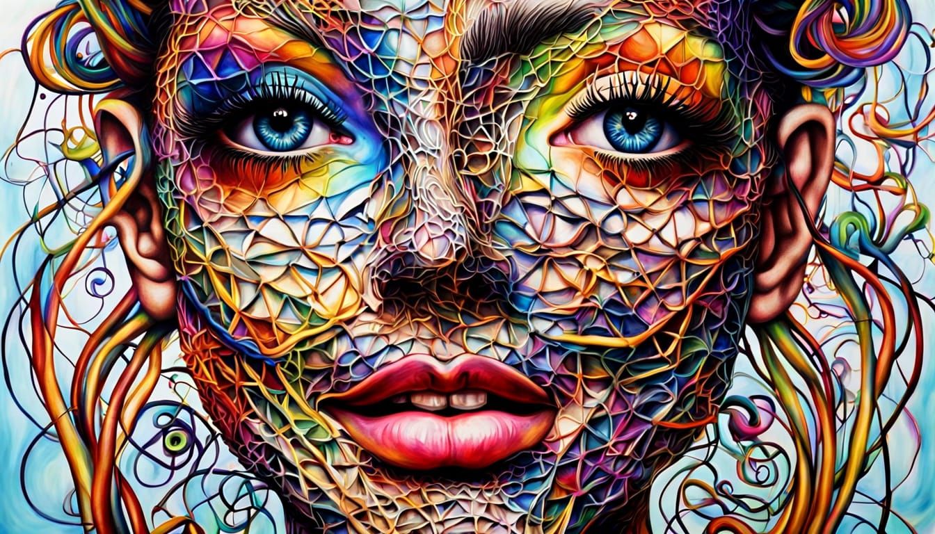 Surreal Face with Zentangle in Dali Style