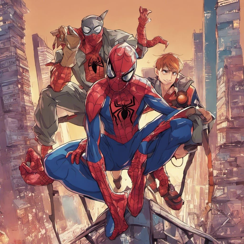 Spider-Man India and Spider-Punk in Anime Style