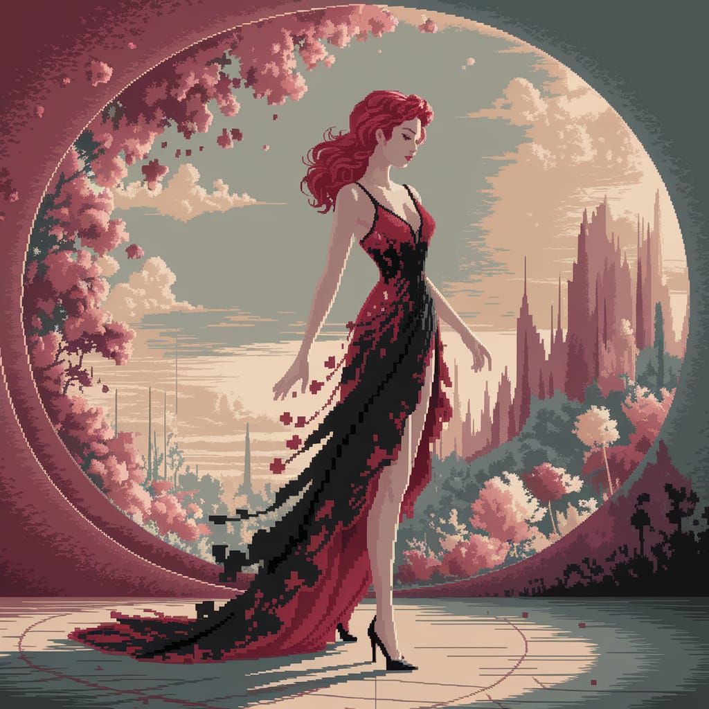 Self-incense carpet in red and black.