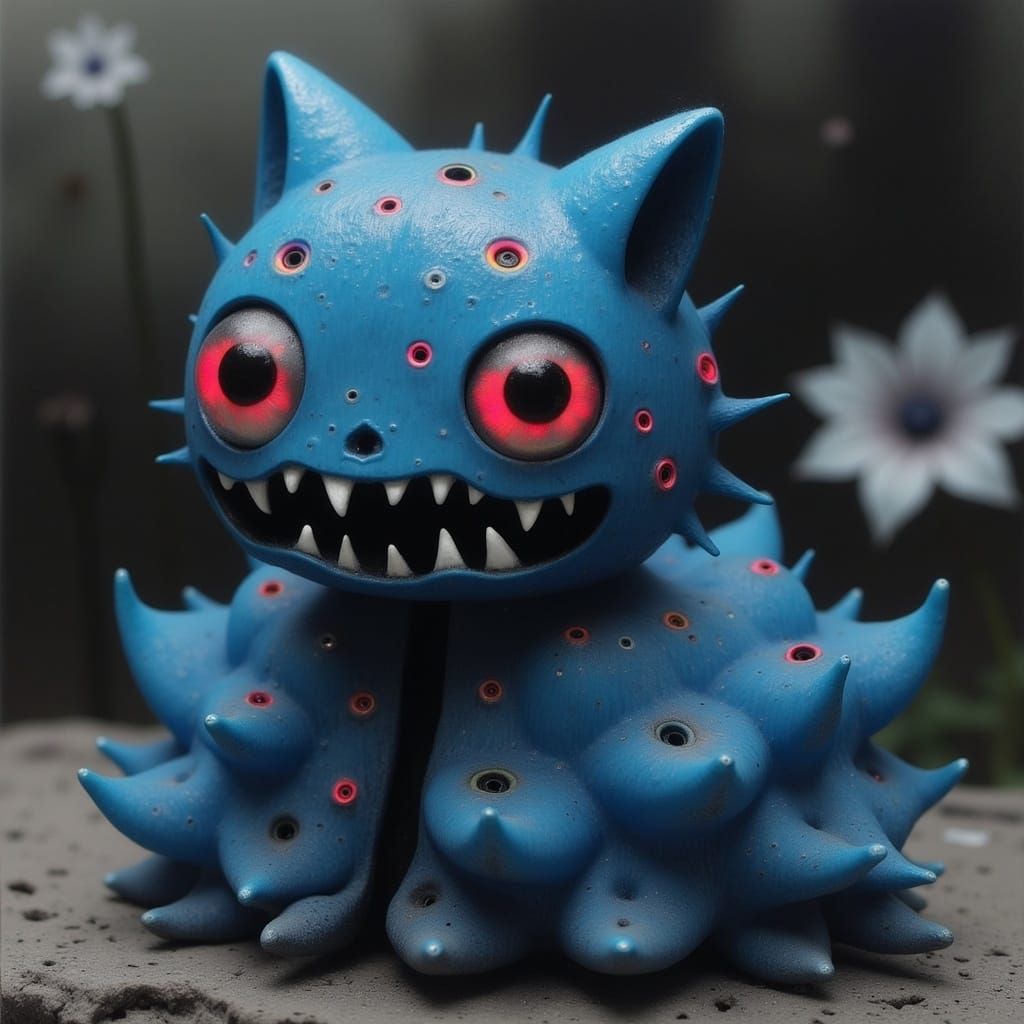 Terrifying Cyborg Kitten in Junji Ito Style