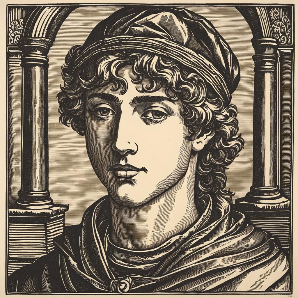 Young Man Woodcut 240225A