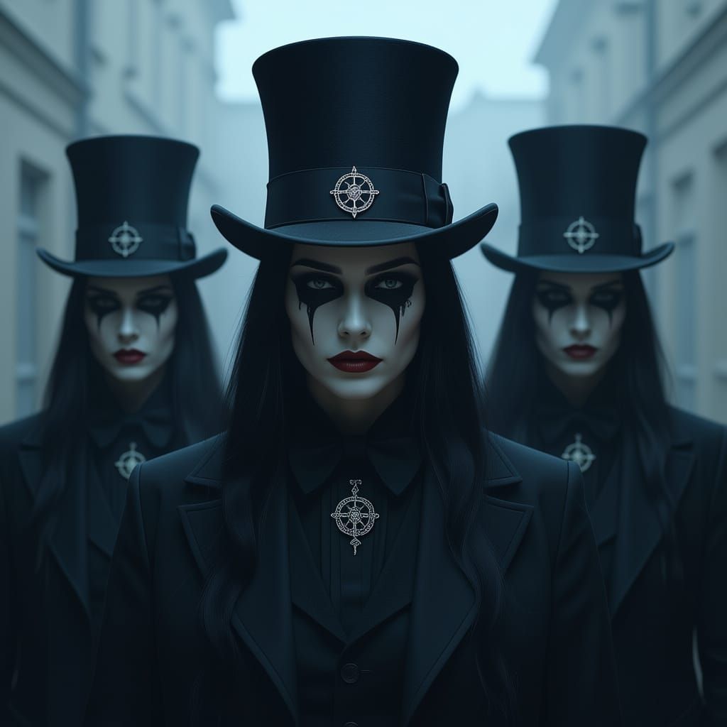 Sinister Bowler Hats in Drawn Illustration Style