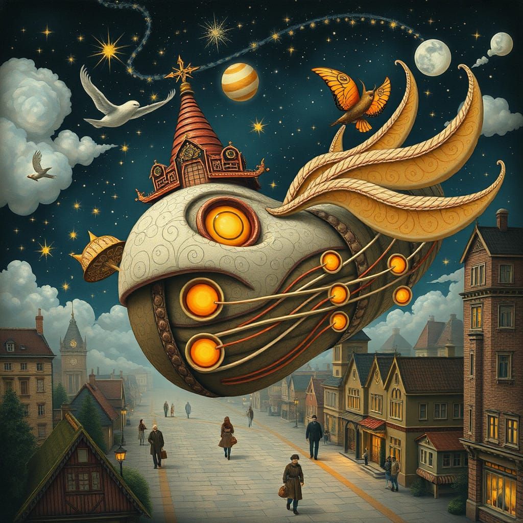 Whimsical City Dreamscape in Fine Art Style