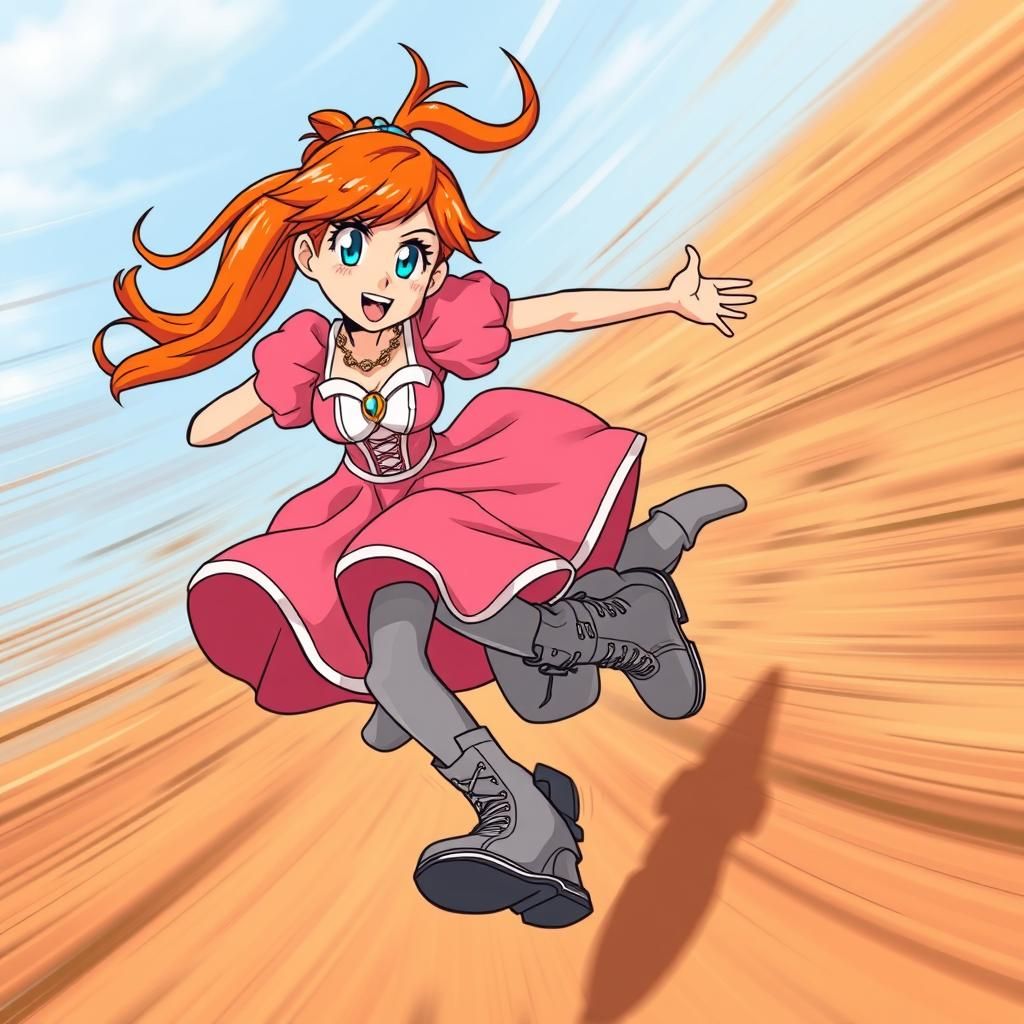 Energetic Cartoon Woman Spriting in Manga Style