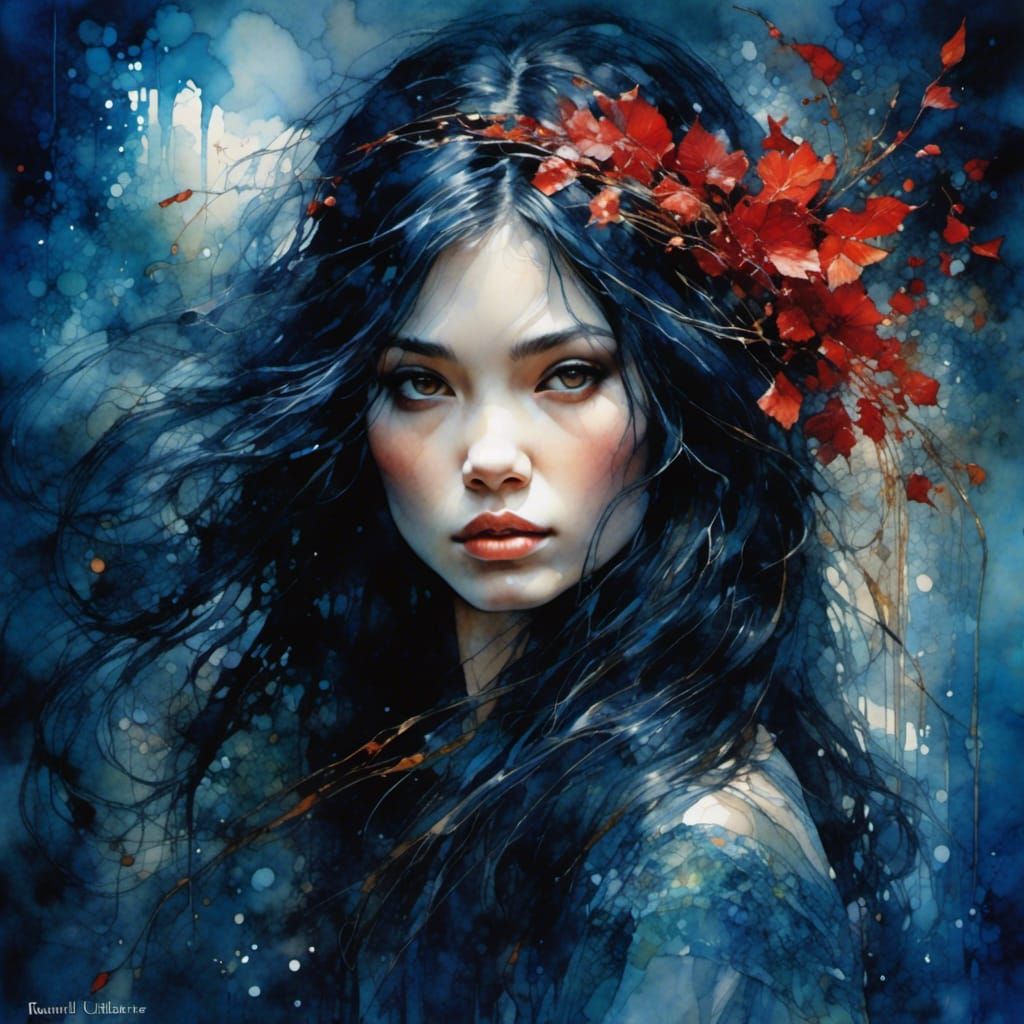 Dramatic Portrait in Glass Art Style