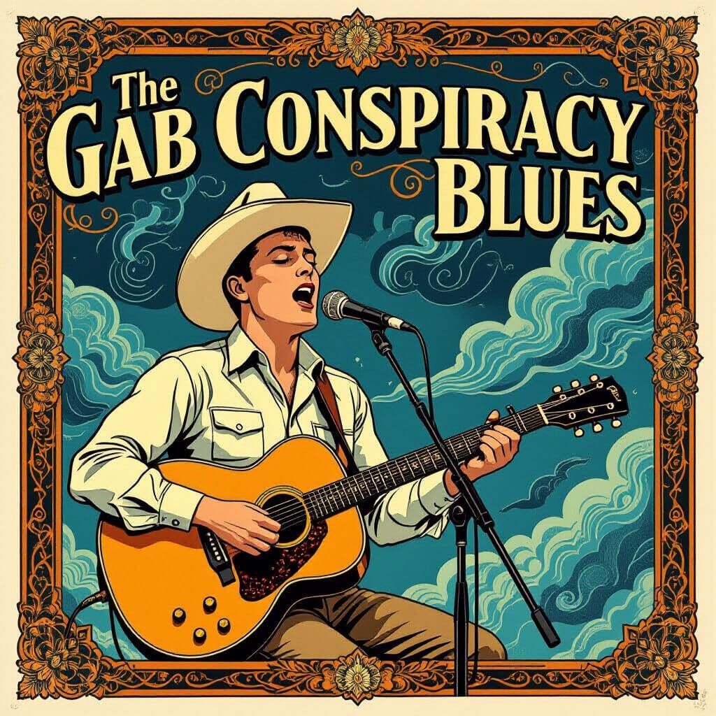 Blues Singer in Art Deco Psychedelic Dreamscape