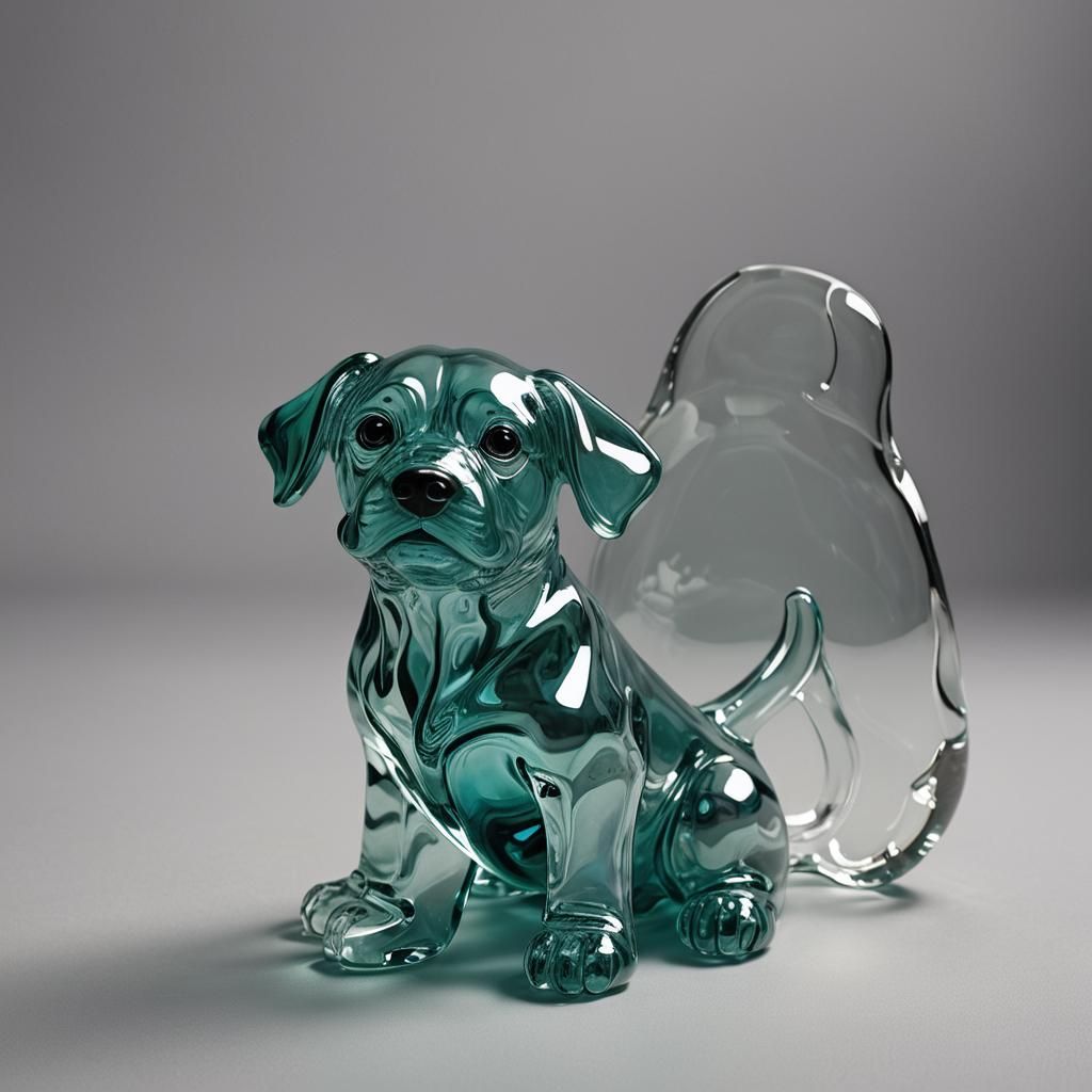 Glass Dog: Minimalist AI-Generated Art