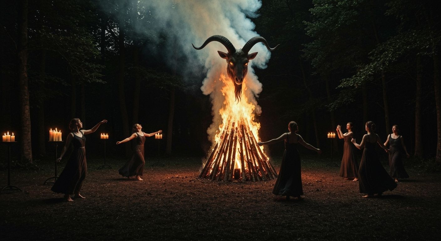 Women Dancing Around Bonfire, Goat Head Smoke in Caravaggio ...