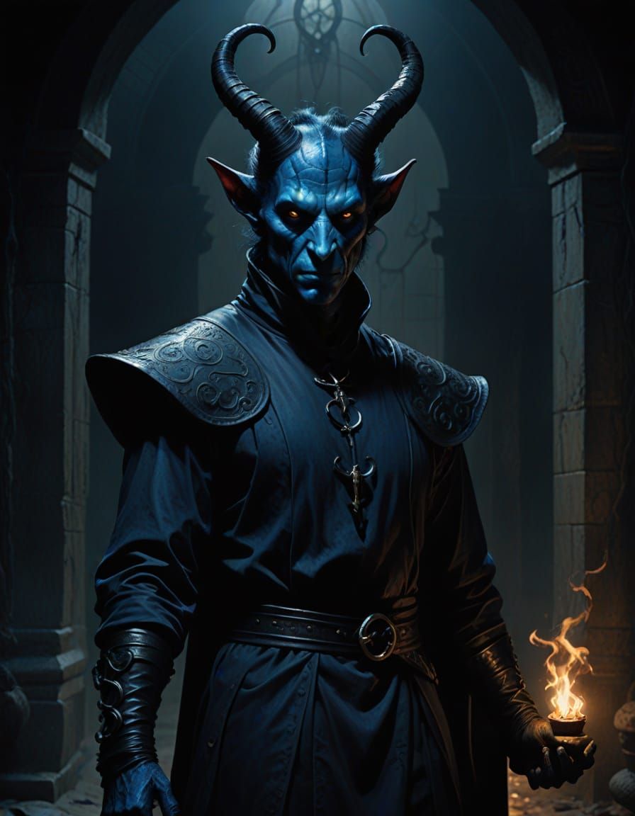 Tiefling in Dark Surrealism, McKean-Barker Style