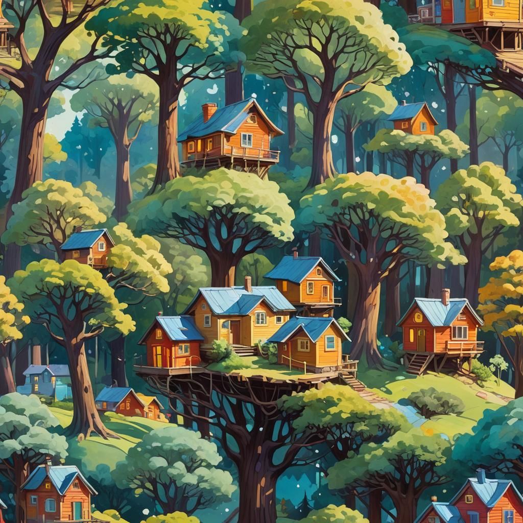 Whimsical Fantasy Landscape on a Paint Palette