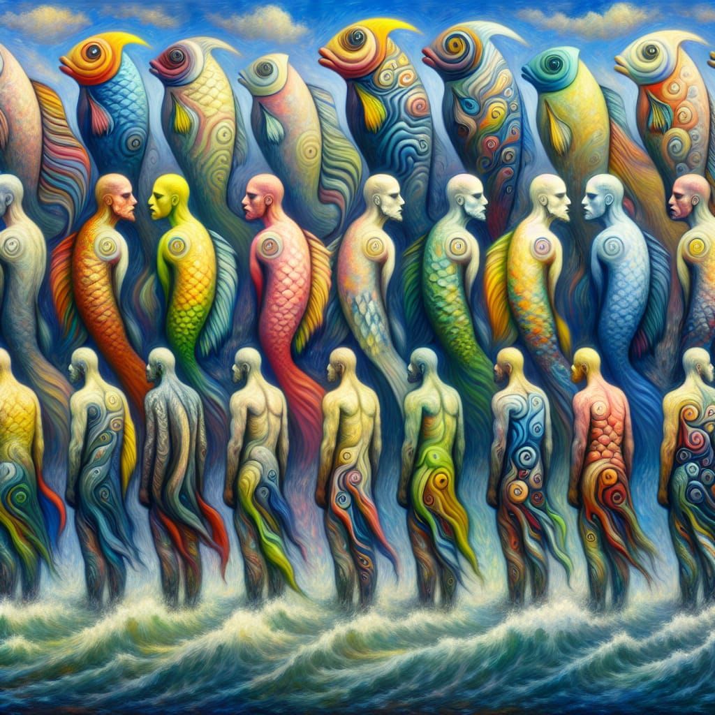 Surrealist Oil Paintings of Dreamlike Humans Emerging from t...