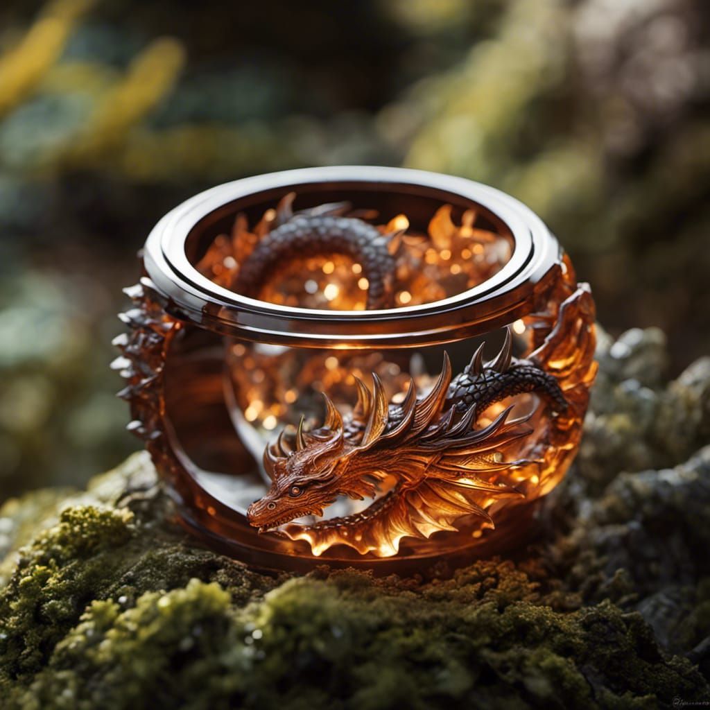 Detailed Dragonscape Resin Ring Macro Shot
