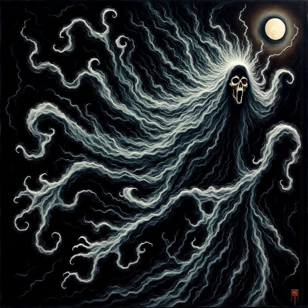 Figures Chased by Wraiths in Gothic Baroque Style