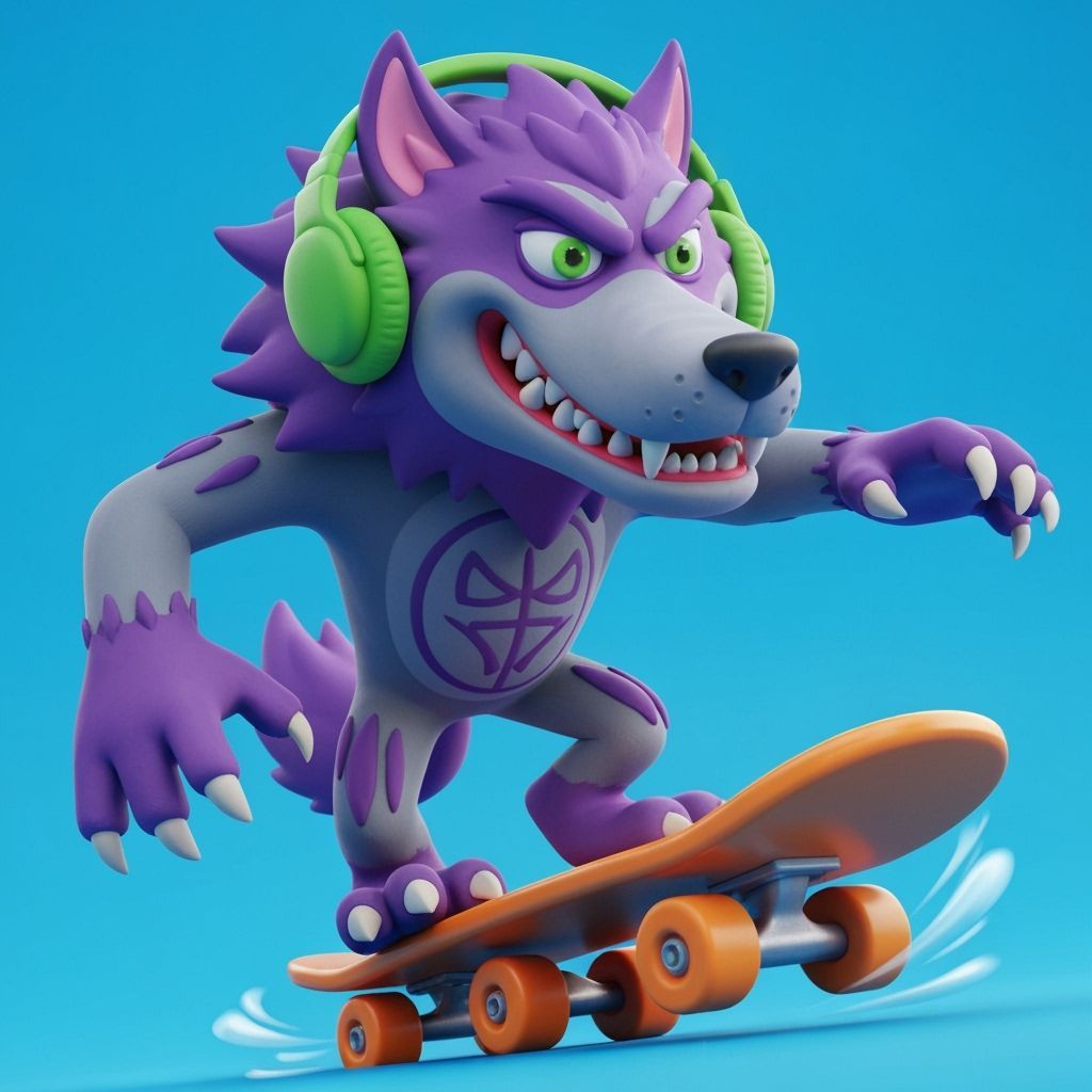 Play-Doh Werewolf Skateboarding with Headphones
